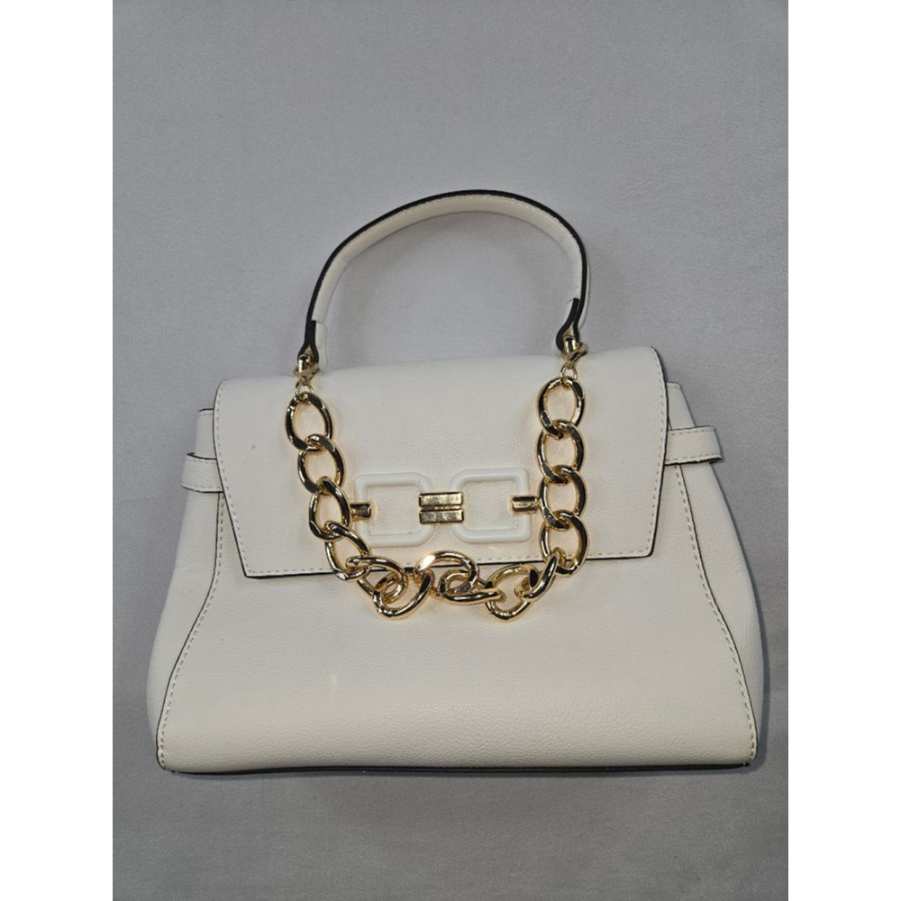 Women's ALDO White Satchel Handbag with Gold Chain, One Size